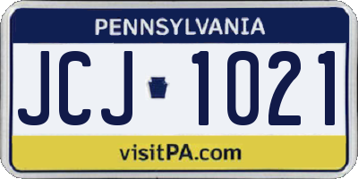 PA license plate JCJ1021