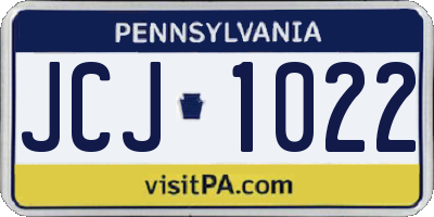 PA license plate JCJ1022