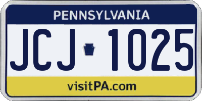 PA license plate JCJ1025