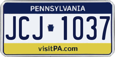 PA license plate JCJ1037
