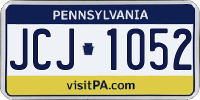 PA license plate JCJ1052
