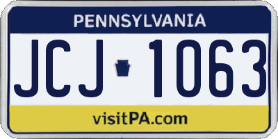 PA license plate JCJ1063