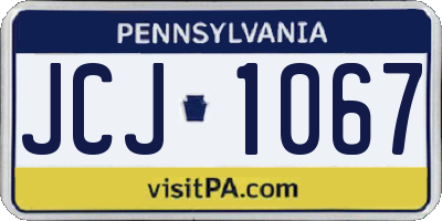 PA license plate JCJ1067