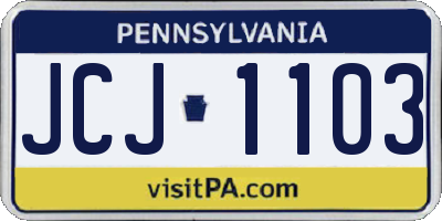 PA license plate JCJ1103