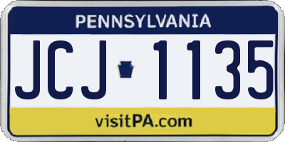 PA license plate JCJ1135