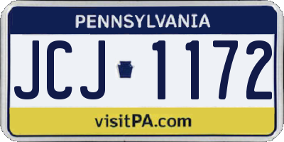 PA license plate JCJ1172