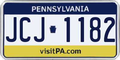 PA license plate JCJ1182