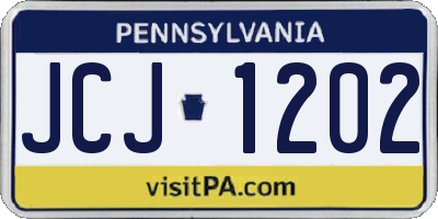 PA license plate JCJ1202