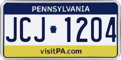 PA license plate JCJ1204