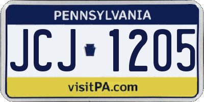 PA license plate JCJ1205