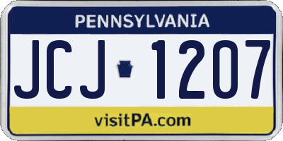 PA license plate JCJ1207