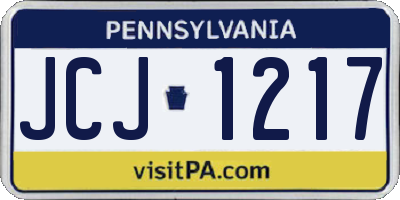 PA license plate JCJ1217