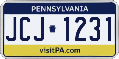 PA license plate JCJ1231
