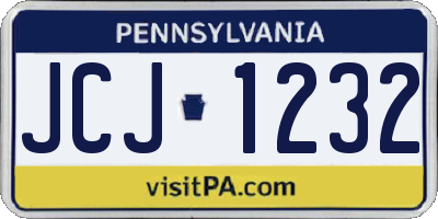 PA license plate JCJ1232
