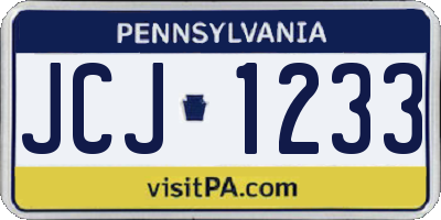 PA license plate JCJ1233