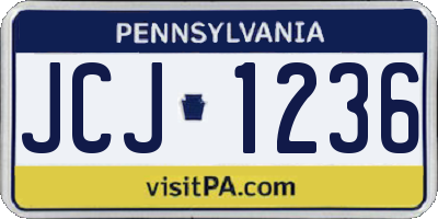 PA license plate JCJ1236