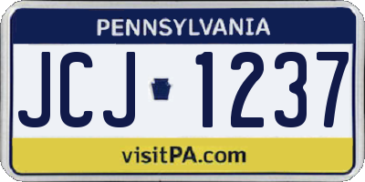 PA license plate JCJ1237
