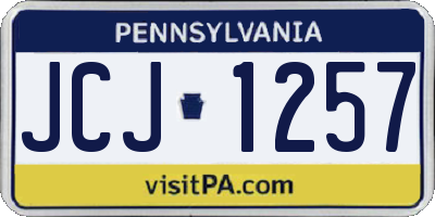 PA license plate JCJ1257