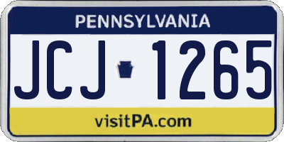 PA license plate JCJ1265