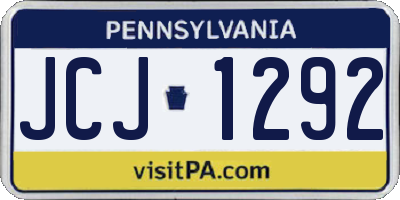 PA license plate JCJ1292