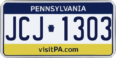 PA license plate JCJ1303