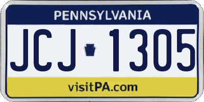 PA license plate JCJ1305