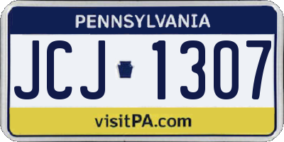 PA license plate JCJ1307
