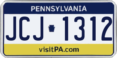 PA license plate JCJ1312