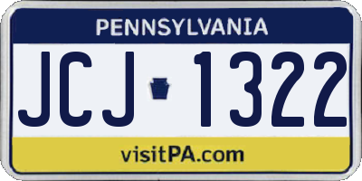 PA license plate JCJ1322