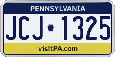 PA license plate JCJ1325