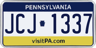 PA license plate JCJ1337