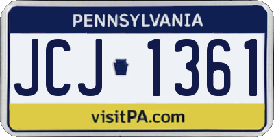 PA license plate JCJ1361
