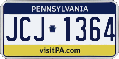 PA license plate JCJ1364