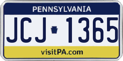 PA license plate JCJ1365