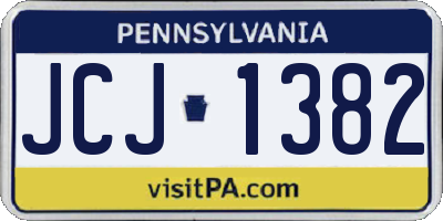 PA license plate JCJ1382