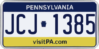 PA license plate JCJ1385