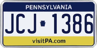 PA license plate JCJ1386