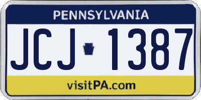 PA license plate JCJ1387