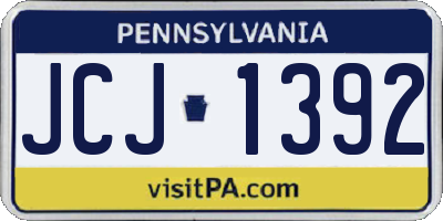 PA license plate JCJ1392