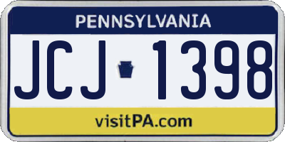 PA license plate JCJ1398