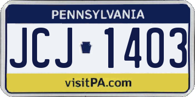 PA license plate JCJ1403