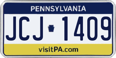 PA license plate JCJ1409