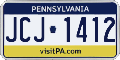 PA license plate JCJ1412