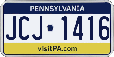 PA license plate JCJ1416