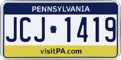 PA license plate JCJ1419