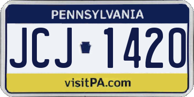 PA license plate JCJ1420