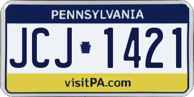 PA license plate JCJ1421