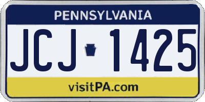 PA license plate JCJ1425