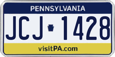 PA license plate JCJ1428