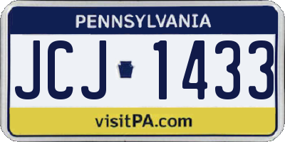 PA license plate JCJ1433